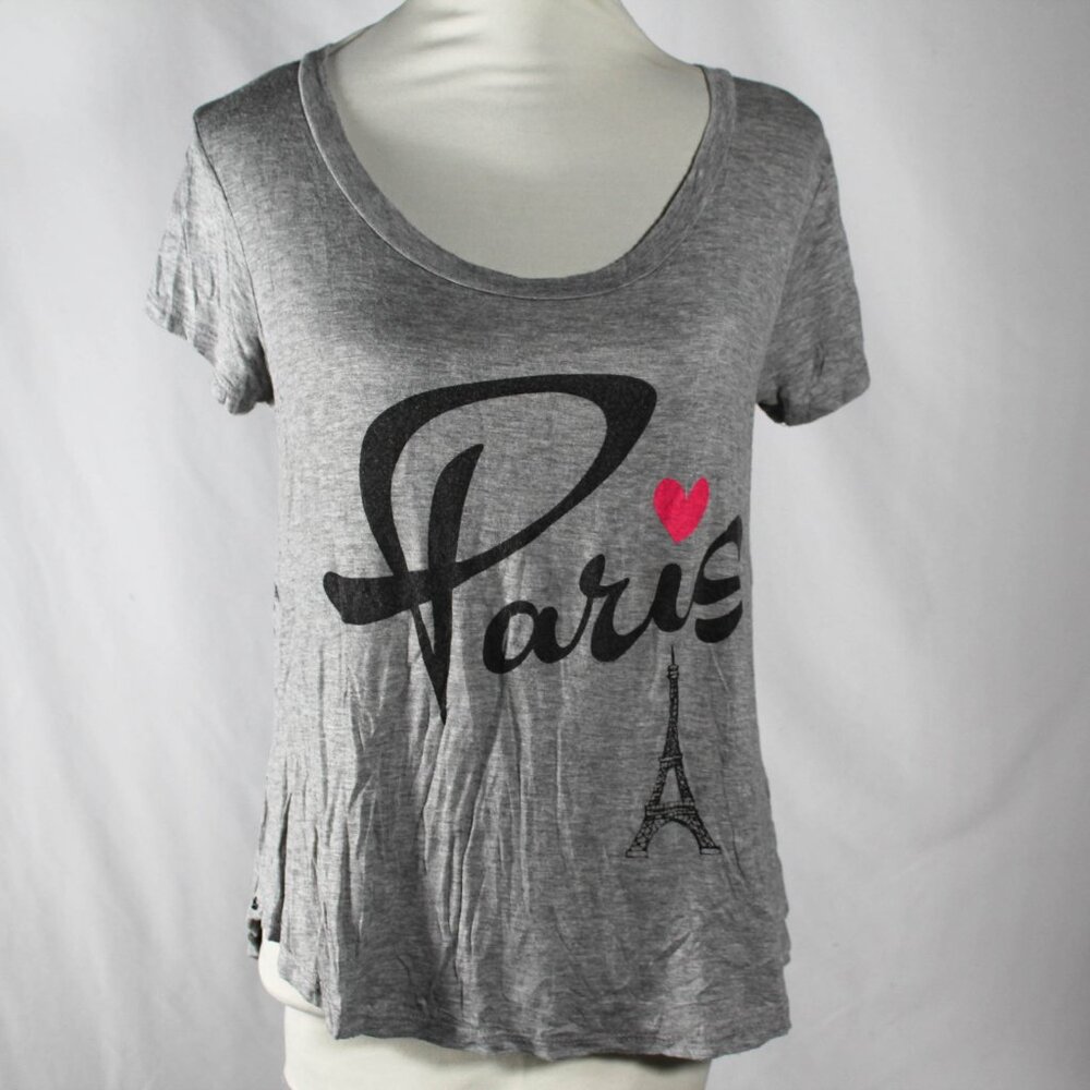Heathered Grey Paris Eiffel Tower Graphic Tee 2000s-2010s